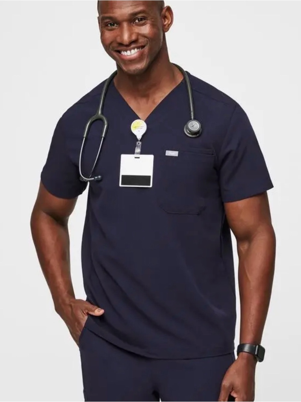 Figs Men's Leon Scrub Scrub Top - Navy